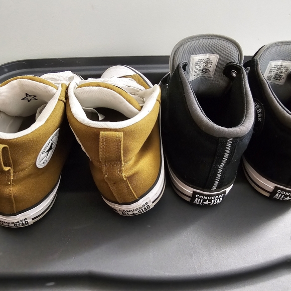 Converse 2 pair Bundle Mid top Canvas Sneaker Yellow & Black Men's sz 10.5 - Picture 4 of 9